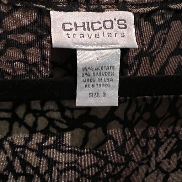 Chico's Traveler Leopard Print Shirt Sz 3 XL Art-to-Wear Animal 3/4 Sleeve Wrap - Picture 12 of 13